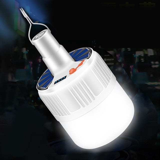 Lampara Solar de Emergancia Recargable USB, Linterna de Mano, Bombilla Led con Panel Solar de Carga de Larga Duracion