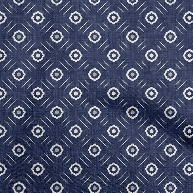 oneOone Rayon Navy Blue Fabric Block Craft Projects Decor Fabric Printed By The Yard 56 Inch Wide-DT
