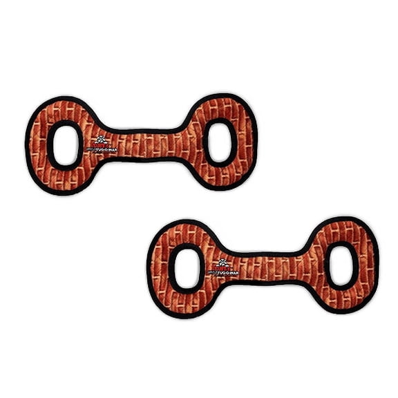 Tuffy Mega Tug Oval Brick Durable Plush Squeaky Dog Toy, 2-Pack