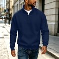 thumbnail image 4 of qafoshin Mens 1/4 Zip Pullover Sweatshirt Fall Winter Stand Collar Long Sleeve Shirts Trendy Casual Solid Color Pullover Tops with Pocket, 4 of 6