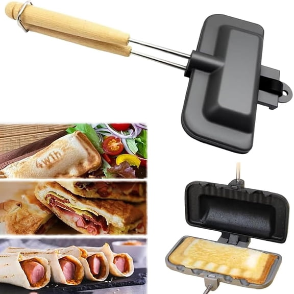 Hot Dog Toaster, 4-in-1 Multi-Function Flip Grill Pan for Sandwiches, Pancakes & Omelets, Compact Double-Sided Non-Stick Sandwich Maker