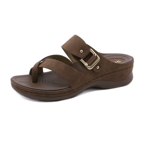 Women Casual Summer Sandals with Arch Support Flip Flops Platforms Wedge Sandals Beach Womens Shoes Walking A5