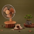 thumbnail image 3 of Ventilador de sobremesa de madera retro, 2 velocidades, cabezal oscilante de 75°, USB, funciona con pilas, para enfriar el hogar, la oficina, 3 of 8