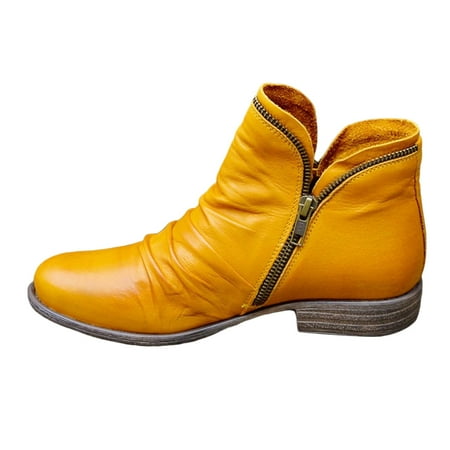 

Side Zipper Ankle Boots with wear-resistant sole Leather Design for Business Travel Shopping Dating Black 42
