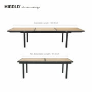 Heck 13 Pieces Aluminum Outdoor Dining Set for 12 Person, FSC Teak Patio Extendable Tabletop and Stackable Chairs, Charcoal Black