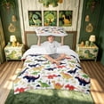 thumbnail image 2 of meiyoeat Colorful Cartoon Dinosaur Twin Duvet Cover for Kids Boys Girls, Prehistoric Twin Bedding, Multi-Color, Reversible, 2 Pieces, 1 Duvet Cover and 1 Pillowcase, 2 of 6