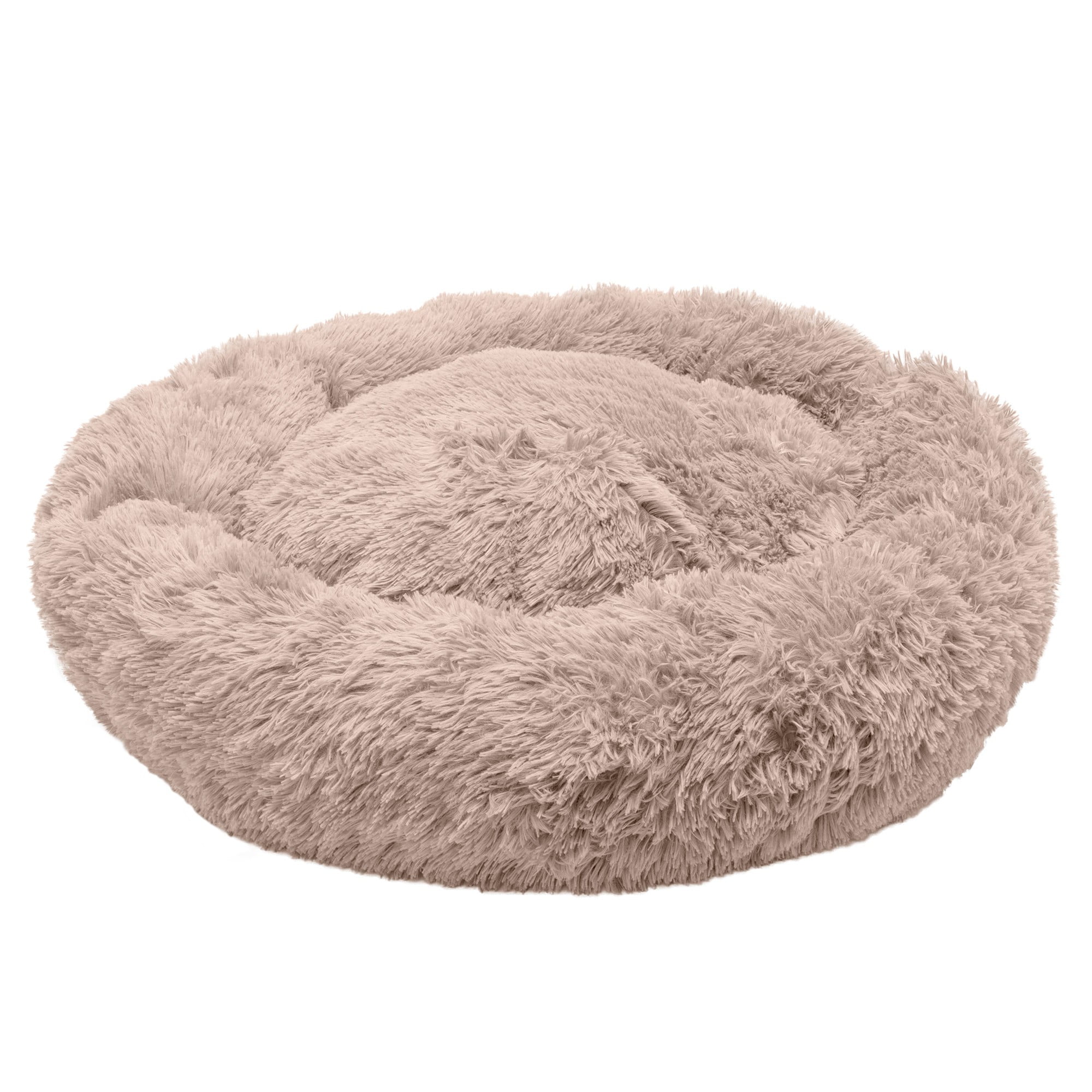 FurHaven Pet Products Calming Cuddler Long Faux Fur Donut Pet Bed for Dogs & Cats - Gray, Small - 23