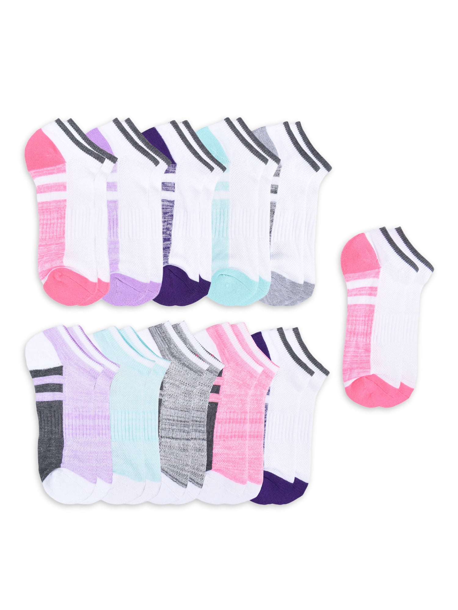 Athletic Works Girls Socks, 11-Pack, Sizes S to L