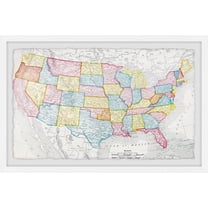 Marmont Hill A Colorful Map Framed Wall Art, 20" x 30"