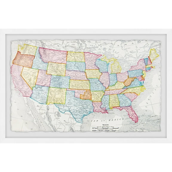 Marmont Hill A Colorful Map Framed Wall Art, 8" x 12"