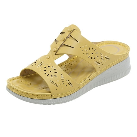 

ZHAGHMIN Women Slides Size 6 Women Summer Solid Color Slip On Casual Open Toe Wedges Comfortable Beach Shoes Sandals Slippers Summer Sandals For Women Womens Sandals Size 8 Medium Womens Sandal Heel