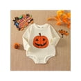 thumbnail image 3 of Infant Baby Girls Boys Halloween Romper Newborn Long Sleeve Big Pumpkin Print Knit Bodysuit Halloween Jumpsuit One Piece Jumpsuit Costume 0-24M, 3 of 9