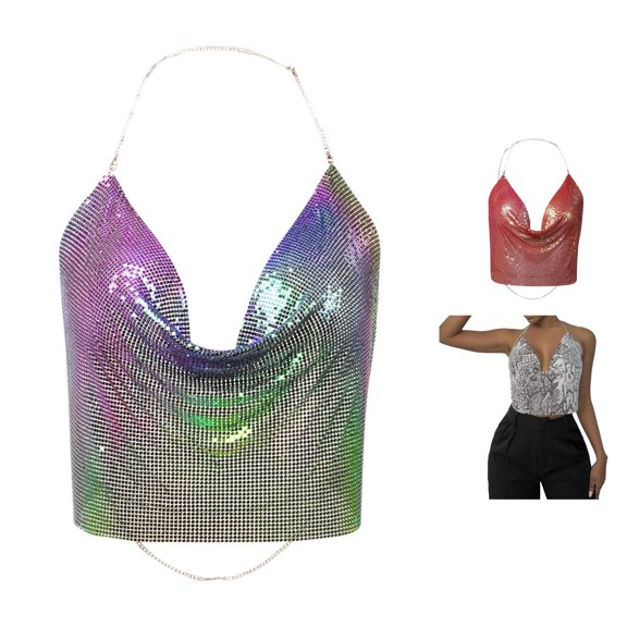 Women's Metallic Sequin Top For Party Nightclub And Music Festival Design Slim Fit Women Top Loose