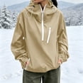 thumbnail image 5 of Tsivenald Women's Fashion Solid Color Long Sleeve Pocket Zipper Outdoor Waterproof Rain Jackets Windbreaker Coat, Beige S-2XL, 5 of 7