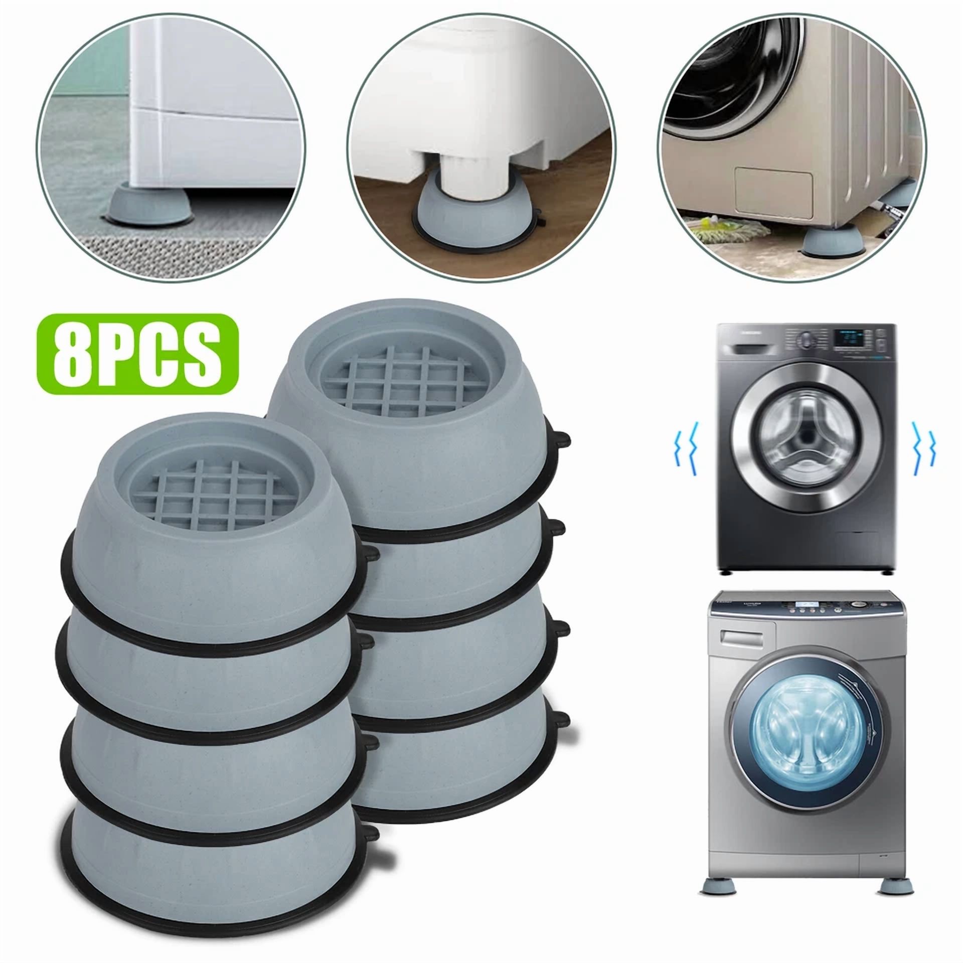 8Pc Anti Vibration Washing Machine Mats Support Anti-Slip Rubber Feet Base Pads.