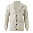 thumbnail image 5 of VNKIDY Men's Sweater Coat Fall Winter Oversized Solid Color Cable Knit Cardigan Long Sleeve Shawl Collar Buttons Down Thermal Jacket For Cold Weather Daily Wear Trendy Knitwear, 5 of 5