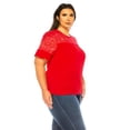 thumbnail image 2 of Women's Plus Size Classic Solid Top with Lace Accent - Casual and Elegant, 2 of 6