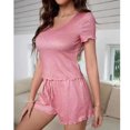 thumbnail image 5 of XuJwPNcy Womens Short Sleeve Pajamas Set Casual Sleepwear Soft Pj Sets Crewneck Top and Shorts 2 Piece Loungewear for Summer, 5 of 7