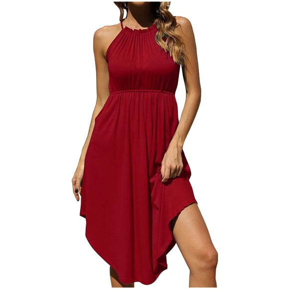 Gspmoly Plus Size Dresses for Curvy Women, Women'S Dress Summer New Casual Dress with Lining Sleeveless Off-The-Shoulder Knee-High Dress Cocktail Dress up to 70% Off