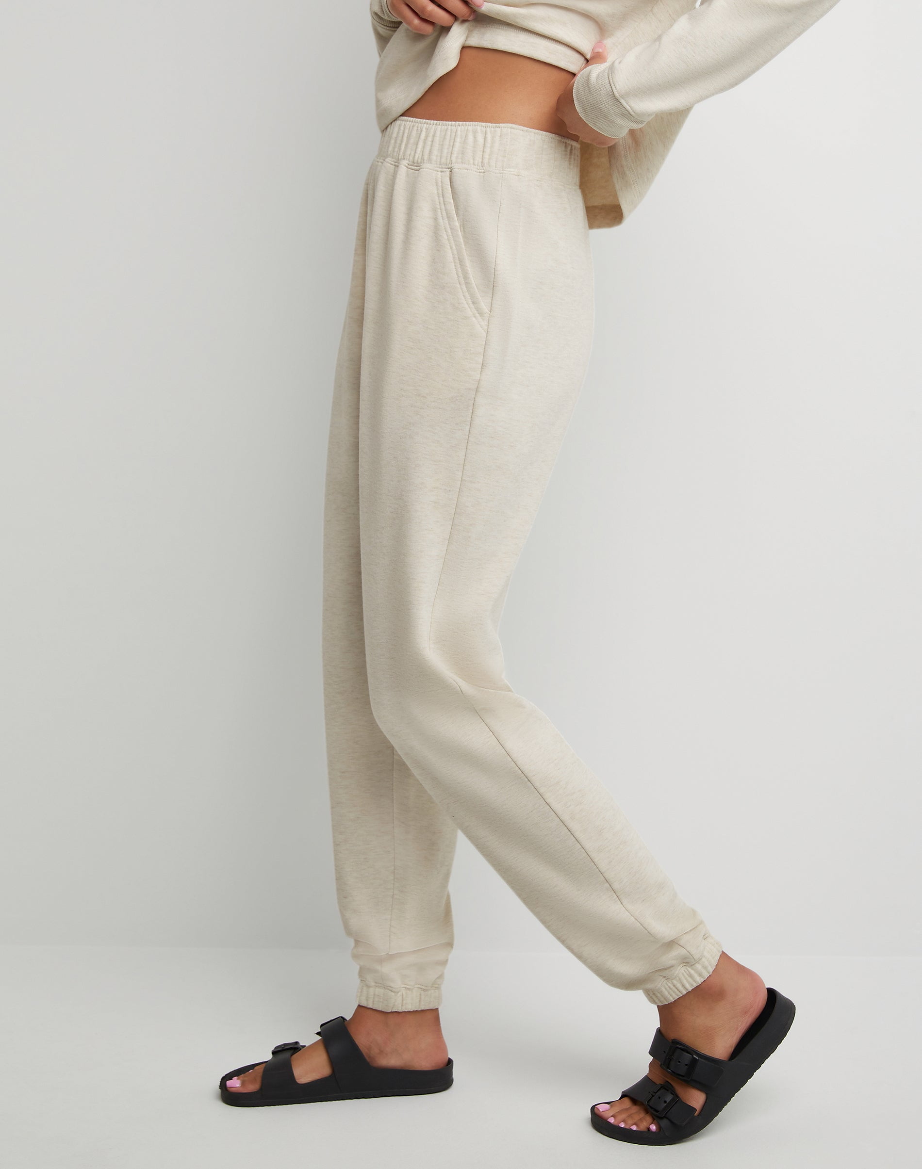 Hanes Originals Women's Soft Brushed Fleece Joggers, 29" Wheat Heather M