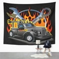 thumbnail image 2 of ZEALGNED Car Retro Hotrod More See in My Portfolio Flame Race Classic Muscle Truck Old Wall Art Hanging Tapestry Home Decor for Living Room Bedroom Dorm 60x80 inch, 2 of 2