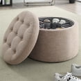 thumbnail image 5 of Pemberly Row Round Ottoman in Tan, 5 of 5