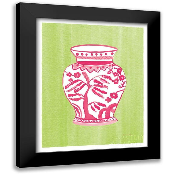 Zaman, Farida 12x14 Black Modern Framed Museum Art Print Titled - Chinoiserie IV Pink Watercolor