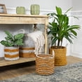 thumbnail image 2 of Northlight Set of 4 Striped Woven Seagrass Round Baskets with Handles 13.5", 2 of 6