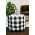 thumbnail image 2 of Black and White Gingham Check Farmhouse Pouf Ottoman Foot Stool 16"x16"x16" for Living Room, Game Room, Dorm or Nursery, 2 of 2