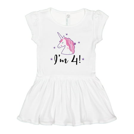 

Inktastic 4th Birthday Cute Unicorn Gift Toddler Girl Dress