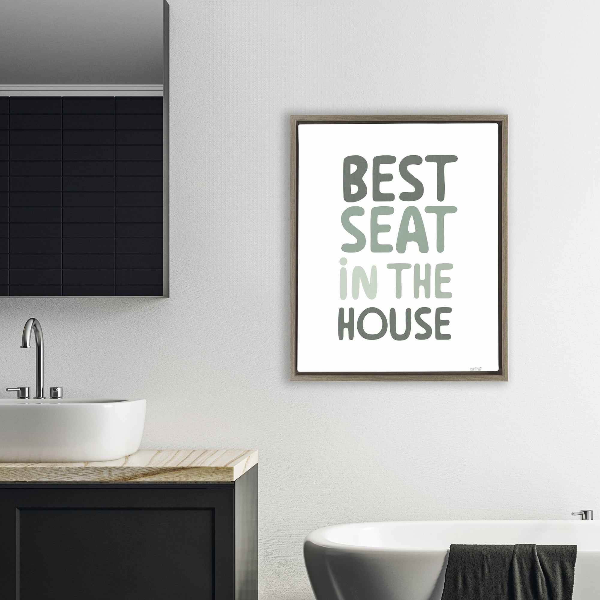 Stupell Industries Green Best Seat in House Brown Framed Floater Canvas Wall Art, design by House Fenway