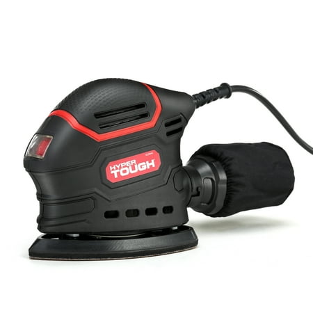 Hyper Tough 1.5 Amp Corded Detail Sander with Dust Bag, Vacuum Hose Adapter & 3 Sanding Sheets (60, 80 & 120 Grit)
