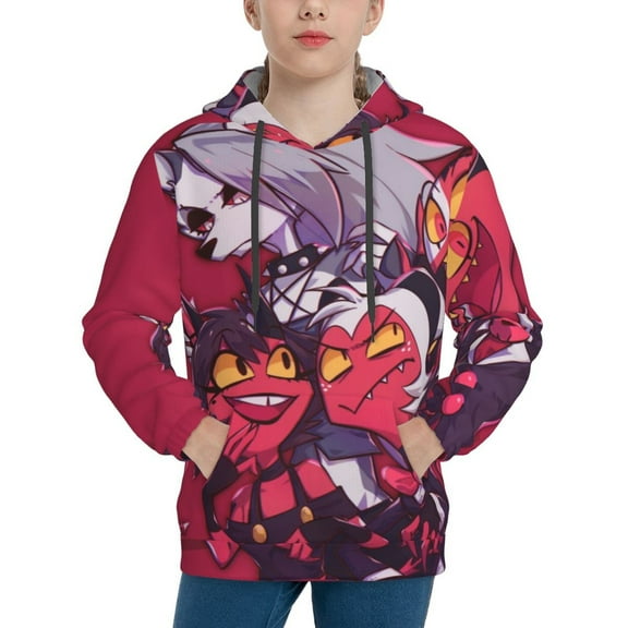 Helluva Boss Kids' Hoodie 3d Print Sweatshirt Soft Pullover Hooded With Big Pockets Fans Gifts For Boys Or Girls Small