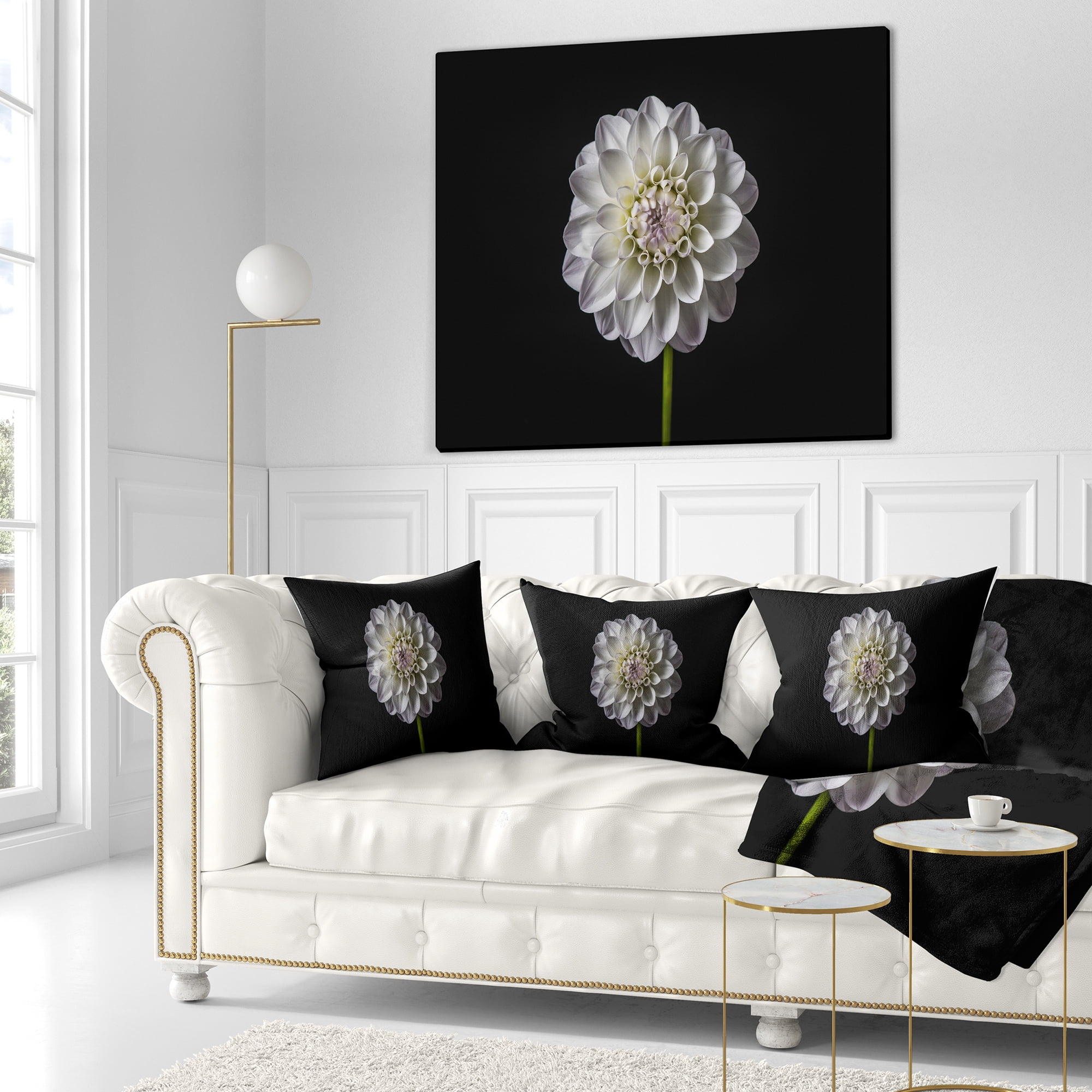 Designart 16" x 16" Black Polyester Throw Pillow