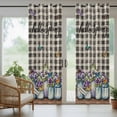 thumbnail image 5 of Outdoor Curtains for Patio Waterproof, Hello Spring Outdoor Privacy Panels Grommet, Pastoral Purple Bottle Floral Black White Plaid Blackout Outside Curtains for Porch/Cabana 54"x95", 2 Panels, 5 of 8
