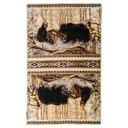 Furnish My Place Indoor Bear Lodge Rug with Jute Backing - 2 ft. x 4 ft., Multicolor, Rustic, Geometric, Area Rug for Living Room, Bedroom, Hallway, Dining Room Carpet