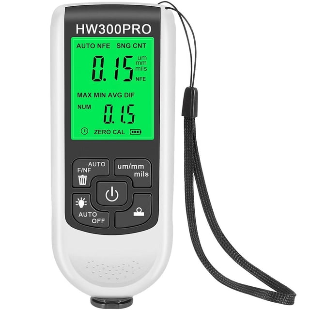 Paint Thickness Gauge Meter Fe/NFe Probe Coating Thickness Gauge Professional Multifunctional Car Paint Depth Gauge Test Precise HW-300PRO for Car Automatic Detection