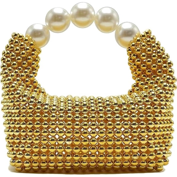 Miuco Pearl Clutch Handbag Women's Glittering Dinner Purse Party Wedding Prom Evening Bags Gold Walmart