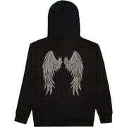 Angel Wings Rhinestone Hoodie - Black