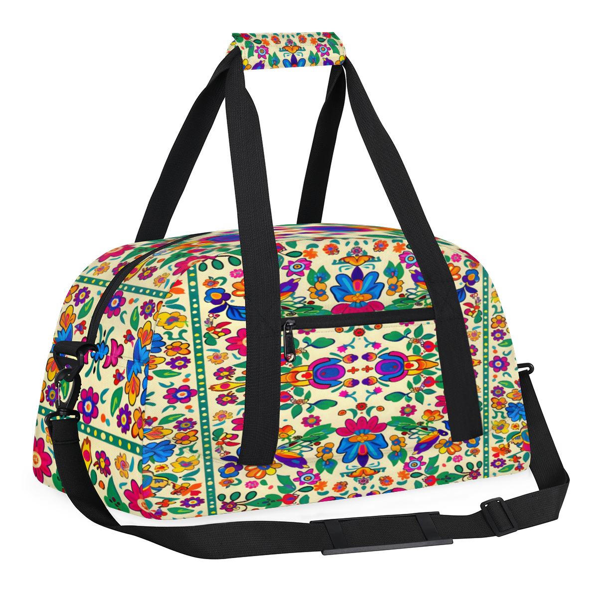 Herdesigns Sports Duffle Bags Travel Duffle Bag Gym Bag Birds Colorful Flowers Mexican Weekender Travel Bag Waterproof Overnight Bag Carry On Travel Tote Bag Dance Bags