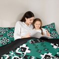 thumbnail image 4 of Manfei Aztec Tribal Twin Comforter Sets, Geometric Diamond Bedding Set, Teal Black Cream, Black Reversible 2pcs, 1 Comforter and 1 Pillowcase, 4 of 6