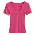 thumbnail image 4 of LIUJUNSHOP Women's Tops V Neck Shirts Short Sleeve Tshirt Fitted Basic Tees Summer Tunic Ribbed Sexy Clothes Casual Cute, 4 of 4