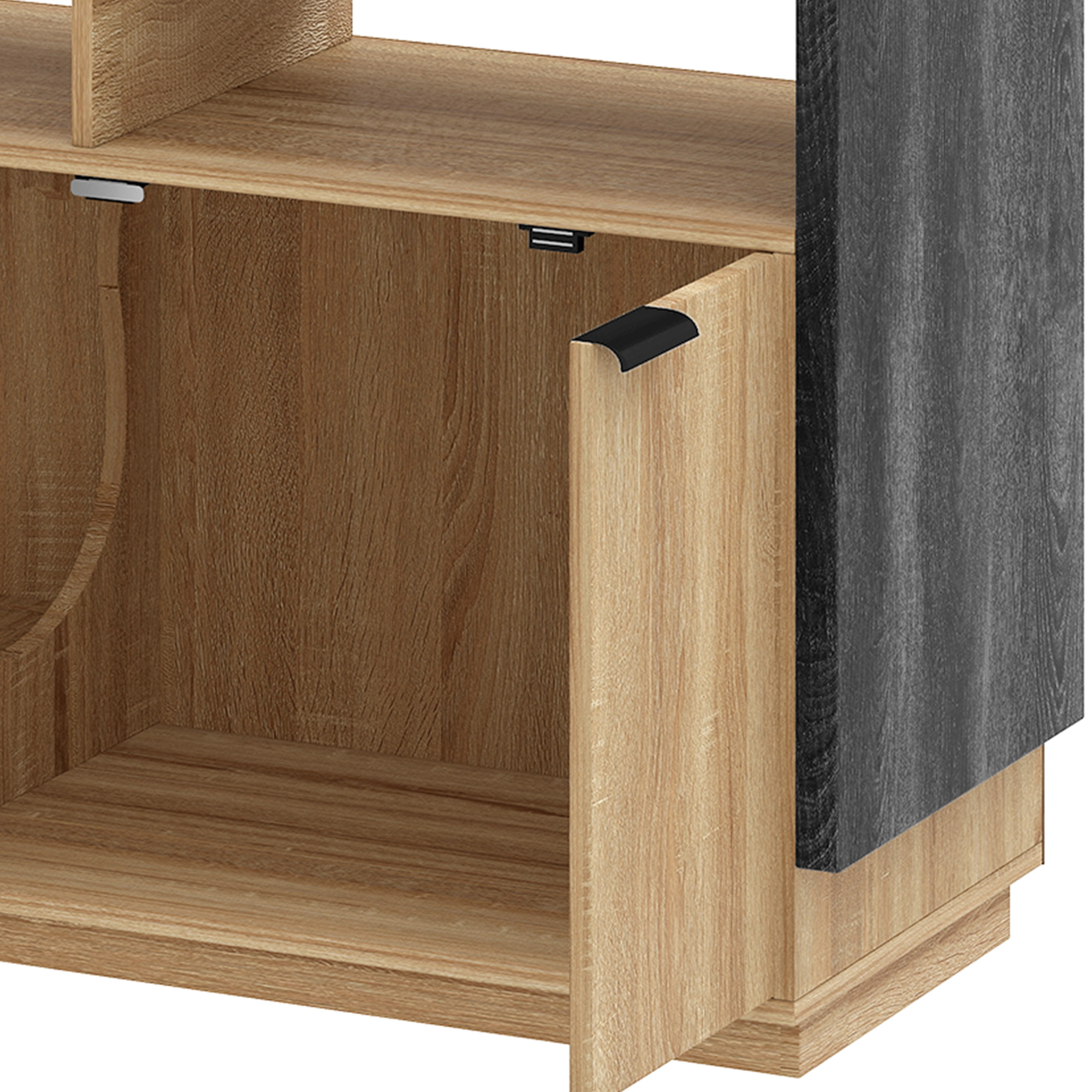 Uforic Double Cat Litter Box Enclosure with Power Hub & LED Light – 59" Oak TV Stand Cabinet for 2 Cats, Hidden Litter Furniture