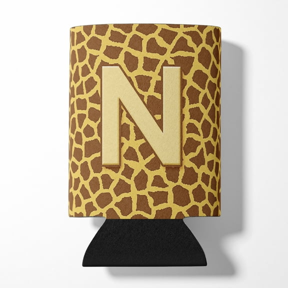 Letter N Initial Monogram - Giraffe Can or Bottle Hugger