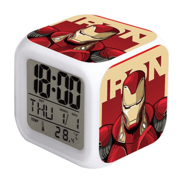 HANNTAOO Reloj despertador LED con diseño de superhéroe, reloj de mesa creativo, reloj digital electrónico brillante y colorido para adultos, niñas y niños, juguete para regalo de cumpleaños HTNL#441