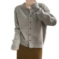 thumbnail image 1 of Cardigan Manteau Décontracté pour Femme à Col Rond, Couleur Unie, Léger, Confortable, Élégant, Polyvalent, Tricot, 1 of 5