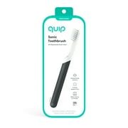 Quip Adult Electric Toothbrush Full Head, Built-in Timer + Travel Case, Charcoal Plastic