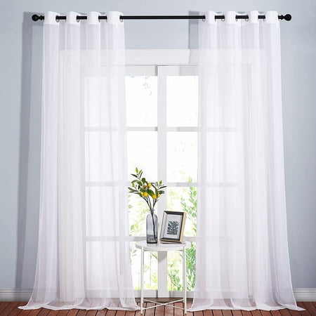 Zmleve Voile Sheer Window Curtains 144, Extra Tall Window Curtains