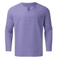 thumbnail image 5 of Fgnfyis Men Pieces Cotton Linen Set Henley Shirt Long Sleeve and Casual Beach Pants Summer Yoga Outfits Pants Sets for Men Purple XXL, 5 of 9