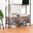 thumbnail image 3 of Yayeee Foldable Storage Basket for Shelves with Handles Waterproof Cloth Bins, Red Vibrant Flowers, 3 of 7